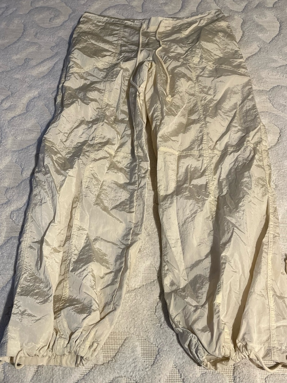 Women’s Cream Drawstring Cargo Pants
